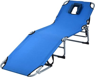 Ligbed - Zonnebank Tuinstoel - Ontspannen Buiten - Verstelbare Rugleuning - 194 cm - Blauw