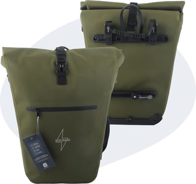 Voltano Luxe E-bike Fietstas Enkel 28L – Mos Groen – Pakaftas Met Laptop vak – 100% Waterdicht - Met Schouderband