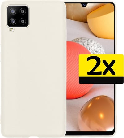 Hoesje - 2 Stuks - Geschikt voor Samsung Galaxy A42 - Sterk & Shockproof - Case Siliconen - Back Cover - Telefoon Hoes - Telefoonhoesjes - Wit