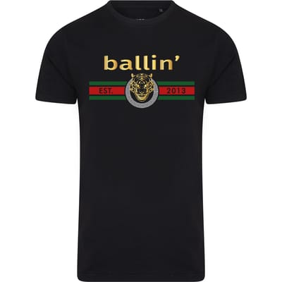 Ballin Est. 2013 - Heren Tee SS Tiger Lines Shirt - Zwart - Maat S