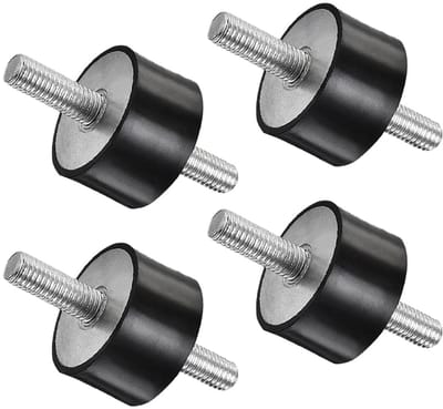 Dailygoods- Schokdemper Rubber - 4 Stuks - Trillingsdemper - Antivibratie Isolator - Montage Beugels - Hoogwaardige Materialen - Zwart/Roestvrij Staal