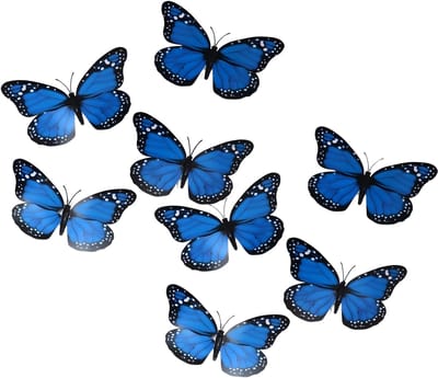 Gerimport Decoratie / hobby vlinders - 12x stuks - blauw - op clip - 12 x 6 cm - knutselen - kunststof