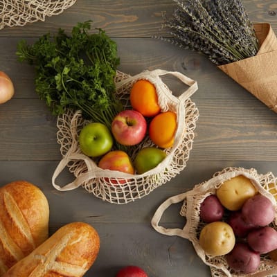 Praktische katoenen boodschappentas set van 3 met versterkte handvatten, ideaal voor markten, boodschappen en dagelijks gebruik