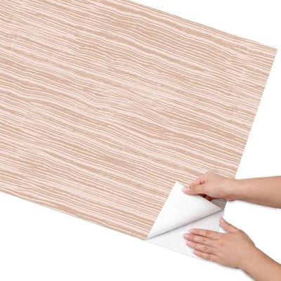 Coloray Meubel Wrap Folie - Beige Meubelfolie - 75x150 cm - Meubelfolie Zelfklevend Houten lijnen - Wrapfolie Keuken - Minimalist Meubelfolie - Decoratiefolie - Tafeldecoratie - Texturen