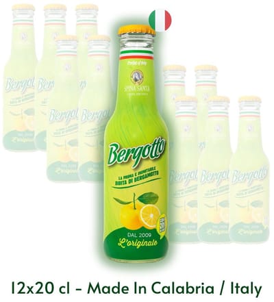 Frisdrank Bergotto 12 x 20cl – Ambachtelijke Citroen Bergamot drank uit Calabrië Italië – Spina Santa