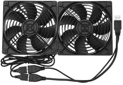 Dailygoody - Dual 120 mm USB-ventilator - USB-ventilator voor ventilatie - Zwart - Koelventilator voor computer - 2-in-1 USB-plug - Geschikt voor PS4
