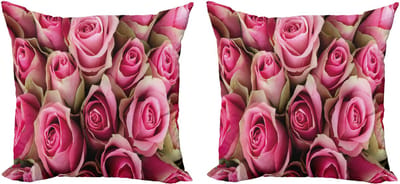 ABAKUHAUS Rozen Decoratieve Kussenhoes, Set van 2, Fris en Zacht Bruidsstijl, 50x50 cm, Lichtgroen Roze