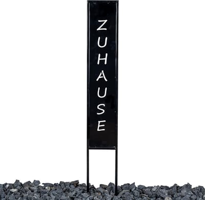 Decoratieve tuinsteker huis zwart metalen staander tuinornament 83 cm hoog