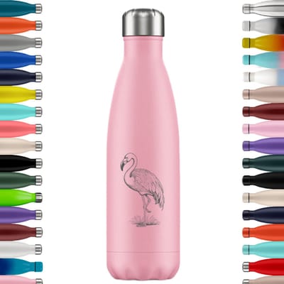 FLASKE Original Drinkfles 500 ml - Geïsoleerde RVS Waterfles - BPA-vrij - 12u Warm & 24u Koud - Geschikt als Thermosfles en Thermoskan - Water Bottle Stainless Steel - Standing Flamingo