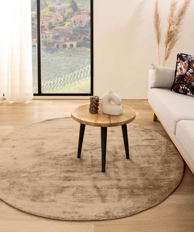 Viscose vloerkleed rond - Glamour bruin 100