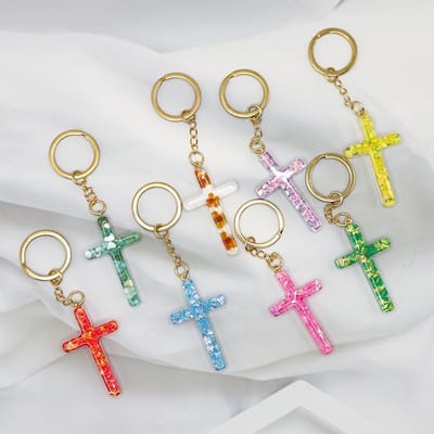 VANDAAG VERZONDEN - Sleutelhangers - Set 8 STUKS - Kruis - Christelijk - Metaal - Fashion - Sleutelhanger - Pasen Bijbel Bijbelstudie