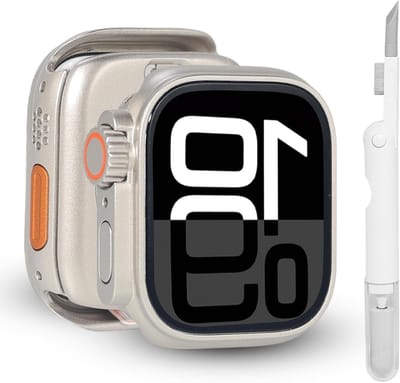 Horlogeband voor Apple Watch Series 10/11, 46 mm, metalen hoes, stootvast, krasbestendig en draadloos opladen zonder verwijderen