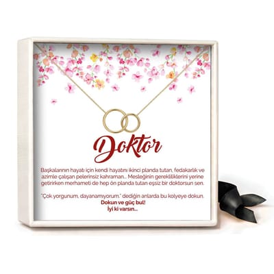 Pera Jewelry - 925 sterling zilveren Twee Ringen Ketting - Çift Halka Kolye – Doktor - Collier - Ketting Dames - Ketting met Hanger