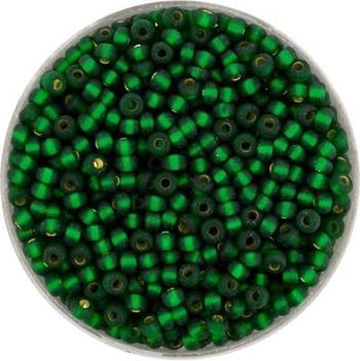 9568-4 Rocailles groen mat zilverkern 2.6mm