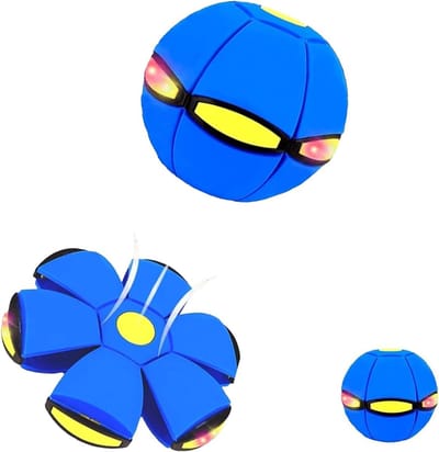 Ynkkvre - Frisbee Bal - Hondenspeelgoed - Huisdierspeelgoed - 2-in-1 Transformator Bal (Bal  Frisbee) - Lichtgevende LED Bal met 6 Kleuren - Zacht en Veilig TPE - Interactief HondenSpeelgoed voor Binnen en Buiten - Blauw