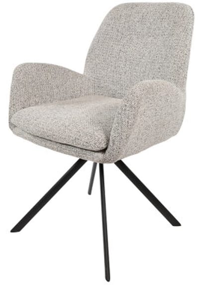 Charles armstoel - draaipoot 360 - Milan Salt 'n pepper - eetkamerstoelen set van 2