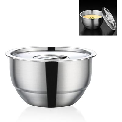 RVS Stoom Eierkommen Met Deksel Anti-Verbrandings Voedsel Mengkom DIY Cake Brood Mixer gray