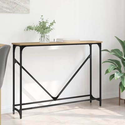 vidaXL - Wandtafel - Artisan - Eiken - 102 - x - 23 - x - 75 - cm - Bewerkt - hout