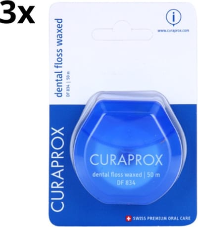 Curaprox DF 834 Dental Floss Waxed Mint - 3 x 50 meter - Voordeelverpakking