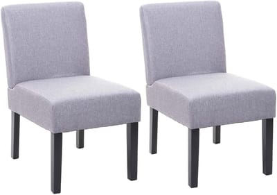 Set van 2 eetkamerstoelen MCW-F61, loungestoel, stof/textiel ~ grijs