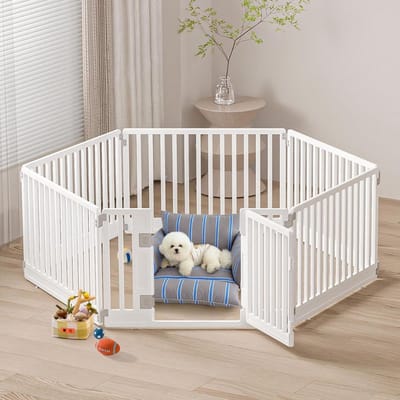 JCP® Puppyren - Hondras Grootte Klein - Hondenren - Puppy Ren - Wit - 178cm x 153cm x 58cm