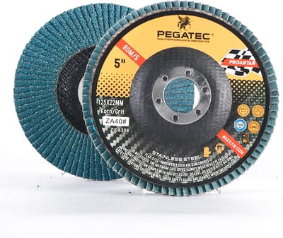 Pegatec High Performance - 5 Stuks - Lamellenschijven - Schuurschijven - Korrel 60 - Zirkonium - Geschikt voor RVS en Metaal - 125mm - Asgat 22,2mm - Voor Haakse Slijper/Slijptol