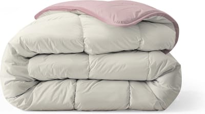 Zelesta Everyday Duo Pastel Pink & Cream 240x200cm - Dekbed zonder overtrek - 30 dagen proefslapen - Wasbaar hoesloos dekbed - Bedrukt dekbed - All year zomerdekbed & winterdekbed