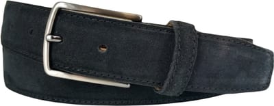 Suéde Leren Riem Heren/Dames | Kleur: zwart | 3,5cm breed | Glanzende Gesp | Riemmaat: 95cm (totale lengte: 110cm) | 100% echt leer | Nikkelvrije gesp