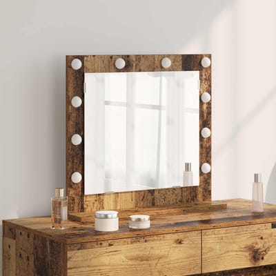vidaXL - Make-up - Spiegel - Oudhout - 60 - x - 55 - x - 18 - cm - Rechthoekig