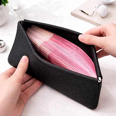 Lange Portemonnee PU Leer – Wallet met Rits & Magnetische Sluiting – Reis Organizer voor Geld, Pasjes & Paspoort – Minimalistische Clutch Portemonnee – Zwart