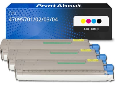 PrintAbout huismerk Toner 47095701/02/03/04 4-kleuren Multipack Geschikt voor OKI