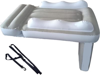 Opblaasbaar Vliegtuigbed - Reismatras Peuter - Comfortabel Reizen - Verstelbare Veiligheidsgordel - 82 x 65 x 50 cm - Wit