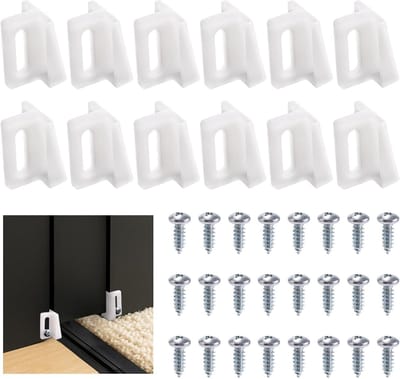 12 Stuks Sliding Door Guide, Plastic Gids voor Schuifdeuren met Schroeven, 2.8 cm Deur Hardware en Montageaccessoires