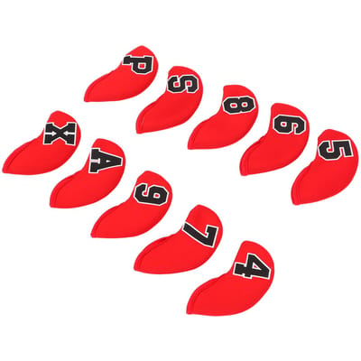 10 Delige Set Nummer Golf IJzeren Head Cover Set Neopreen Golfclub IJzer Beschermende Headcover Rood rood