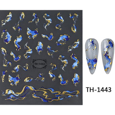 Nagelstickers Paars Blauw Bruin Inkt Design Decals Decoraties Kunst Zelfklevende Holografische Slider Manicure Benodigdheden TH-1443 gray