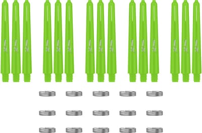 XQMax Dart Shafts - 5 Sets (15 stuks) - Inbetween - Groen - Plus Veerringetjes - Darts Shafts