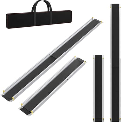Aluminium Oprijplaat 122 cm – Telescopisch & Opvouwbaar – Rolstoelrampe 300 kg - Opvouwbaar antislip oppervlak