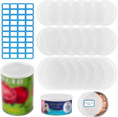 18 Stuks Plastic Deksel voor Blikjes in 3 Maten met Labels, Herbruikbare Deksel voor Huisdierenvoer, Transparante Bliksluiting voor Katten- en Hondenvoer