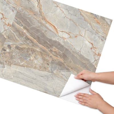 Coloray Meubel Wrap Folie - Romig Meubelfolie - 75x150 cm - Wrapfolie Keuken Marmeren elegantie - Decoratiefolie - Klassiek Meubelfolie - Meubel Wrap Folie - Woonkamer decoratie - Texturen