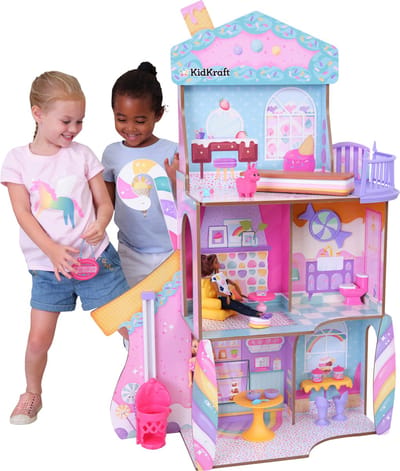 KidKraft Candy Castle 20242 Poppenhuis van hout met meubels en accessoires - Speelhuis - Speelkasteel voor Kinderen - Speelgoed - Poppen Speelgoed - Speelset - Snoephuis