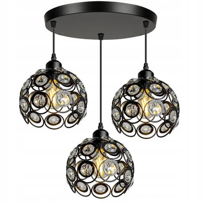 Hanglamp Kristal Design Zwart 3xE27 - Moderne Stijlvolle Verlichting