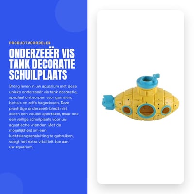 Dailygoods- Aquariumdecoratie Onderzeeër met Luchtslangaansluiting - Schuilplaats voor Garnalen/Betta/Hagedis - Veilig en Plezierig - Eenvoudig te Reinigen - Voegt Vitaliteit Toe aan Aquarium - Aquariumaccessoire