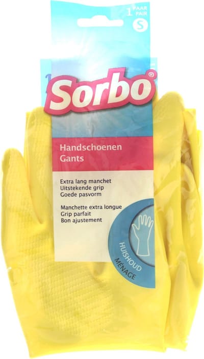 Sorbo Huishoudhandschoenen - maat S - geel - extra lang - schoonmaakhandschoenen