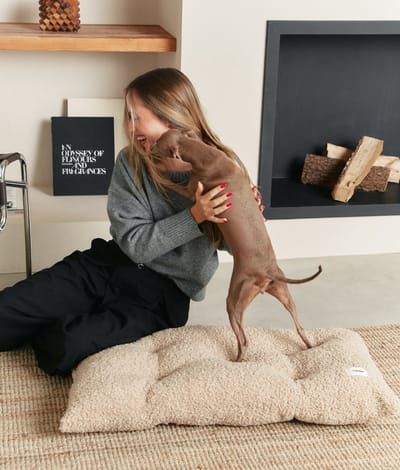 Zacht hondenkussen van schapenvacht – Beige – Wasbaar & anti-slip – Bela