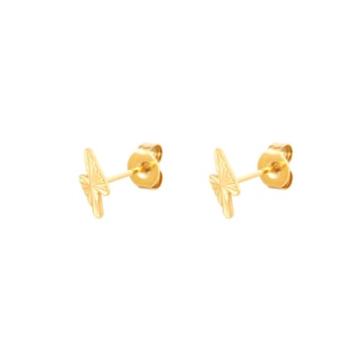 Yehwang-Oorbellen-Knopje-Lightning-Bolt-Goud-Stainless-Steel-Waterproof
