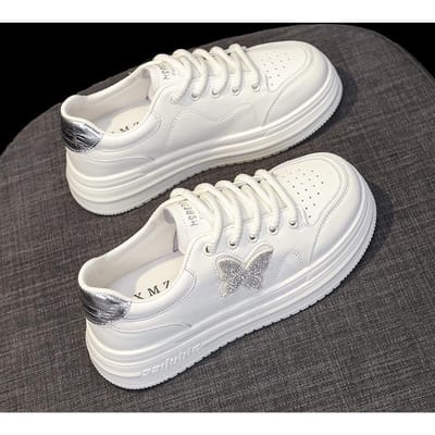 Plateausneakers, Leren Kleine Witte Schoenen, Ademende Zomerschoenen voor Dames, Nieuwe Veelzijdige Casual Sportschoenen voor Lente en Herfst 36