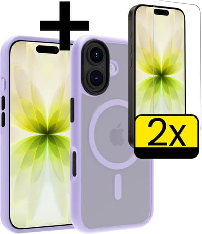 Hoesje - Met 2x Screenprotector - Geschikt voor Apple iPhone 17 - Magsafe Compatible - Sterk & Shockproof - Back Cover - Shock Proof Case - Telefoon Hoes - Telefoonhoesjes - Lila
