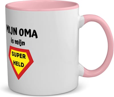 Akyol - mijn oma is mijn superheld koffiemok - theemok - roze - Oma - super oma - verjaardag - cadeautje voor oma - oma artikelen - kado - geschenk - 350 ML inhoud