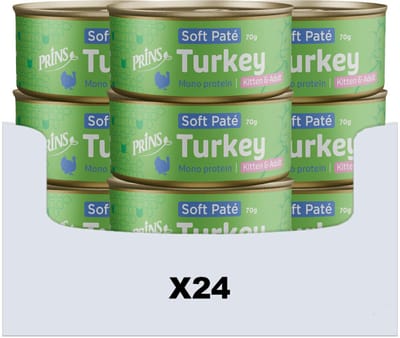 Prins Soft Paté Kattenvoer Nat Kalkoen - 24 x 70 gr - Voordeelverpakking