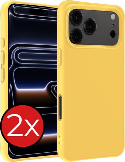 Hoesje - 2 Stuks - Geschikt voor Apple iPhone 17 Pro Max / 18 Pro Max - Sterk & Shockproof - Telefoonhoes - Back Cover - Case Siliconen - Telefoon Hoes - Geel